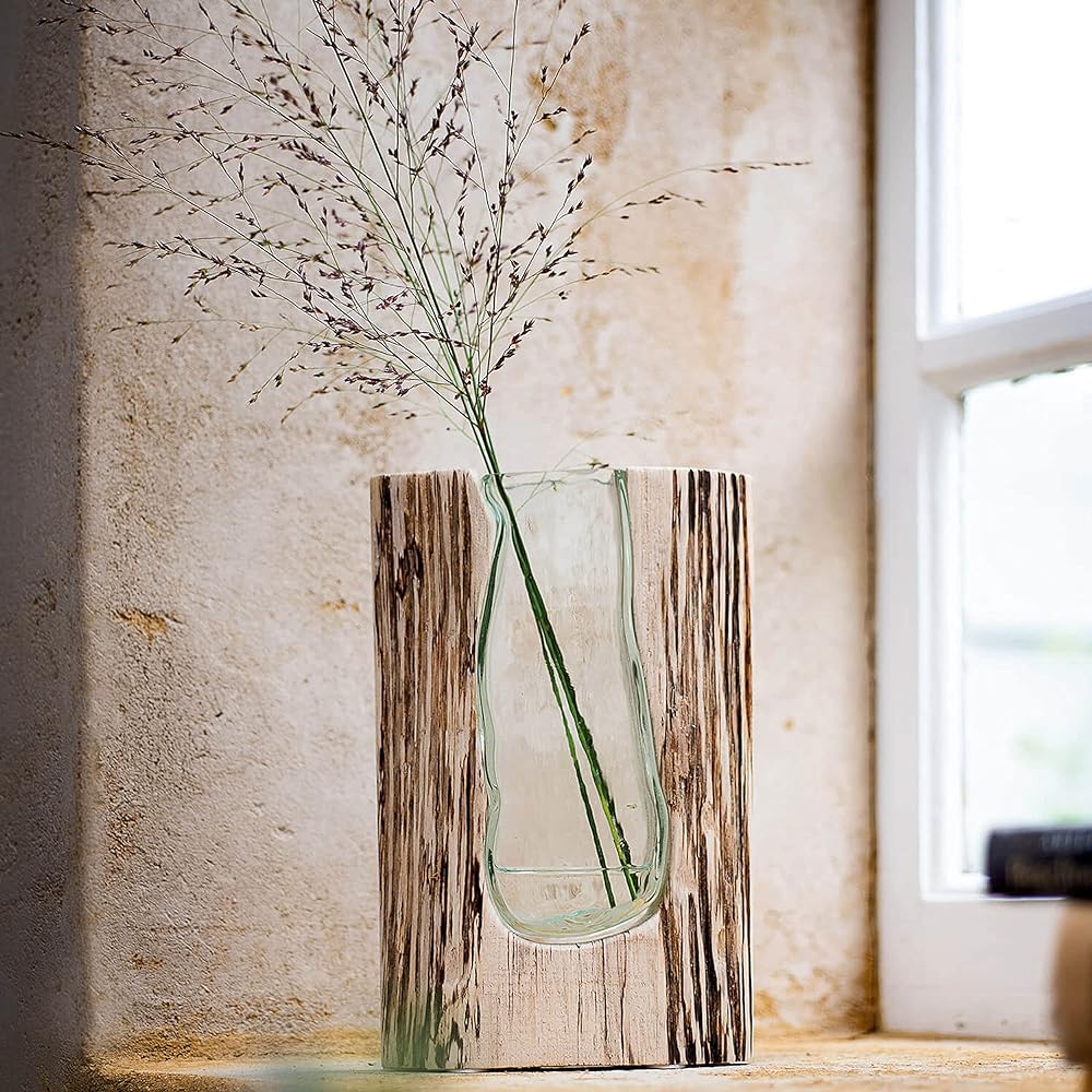 LEONARDO Flower Base Glass/Wood 20x9xh36cm Flower Base CASOLARE 038510