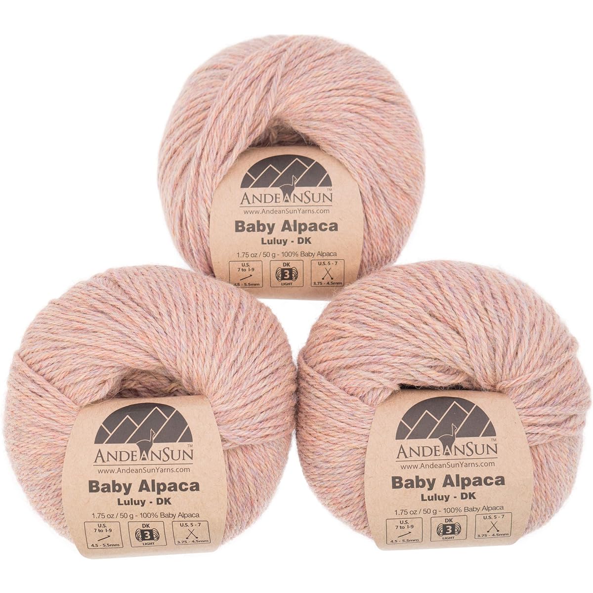 (Set of 3 - Heather Color) 100% Baby Alpaca Yarn [328 Yards Total] (Birthday Cake, #3 DK)