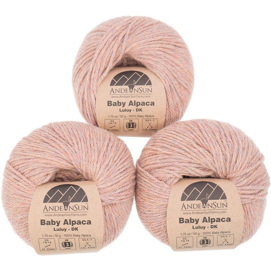 (Set of 3 - Heather Color) 100% Baby Alpaca Yarn [328 Yards Total] (Birthday Cake, #3 DK)