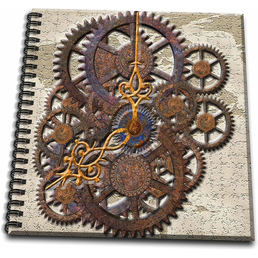 (12x12 memory book) - Spiritual Awakenings Patterns - Steam Punk cog wheels in Bronze - Drawing Book