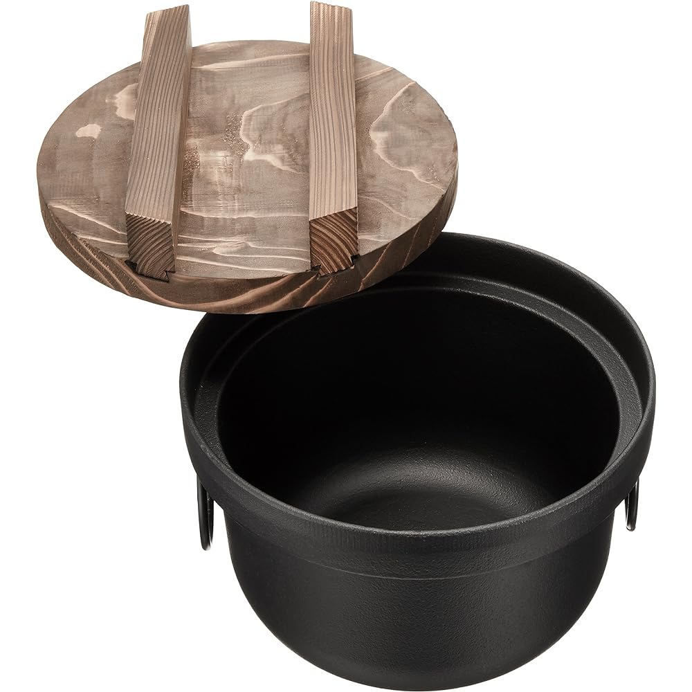 Ikenaga Iron Works Rice Pot, 3 Cups, IH Compatible, Rice Cooker, Made in Japan, Black 312714