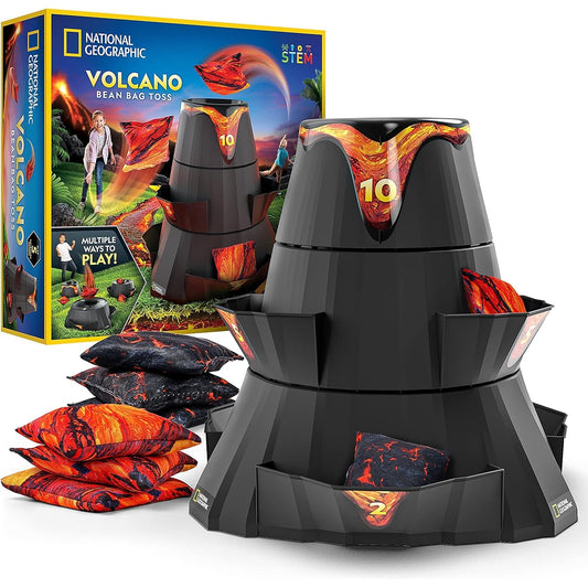 NATIONAL GEOGRAPHIC Volcano Bean Bag Toss Game for Kids Cornhole Game Set with 5 Backyard Games Bean Bag for Tossing Yard Games for Kids Outdoor Kids Games Patio Games ( Exclusive)