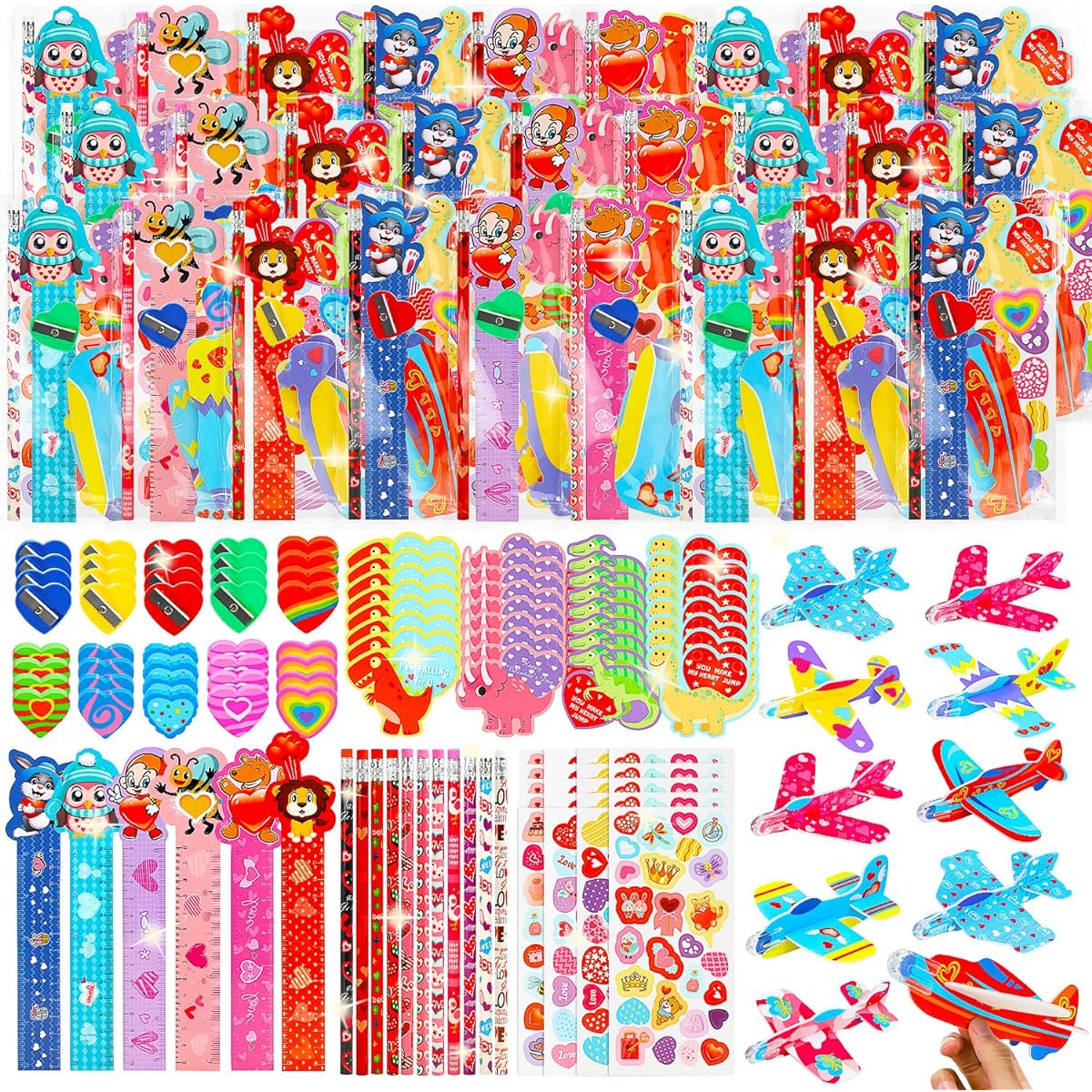 TOY Life 224pcs Valentine's Day Gifts for Kids/Classroom Exchange Valentine's Day Gifts for Students from Teachers