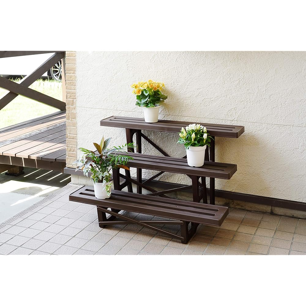 Green Pal Flower Stand 3 Tiers 900mm Chocolate Brown Set of 2