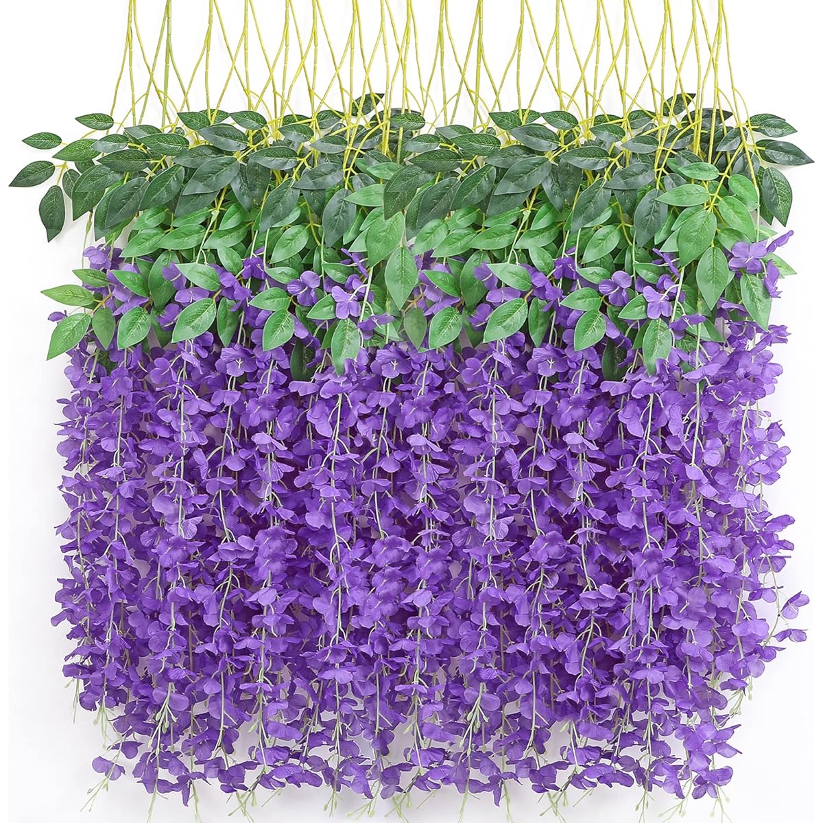 Serwalin Wisteria Hanging Flowers 12 Pack Artificial Flowers 3.75 ft Garland Realistic Silk Wisteria Vines for Wedding Party Garden Wall Decor Purple