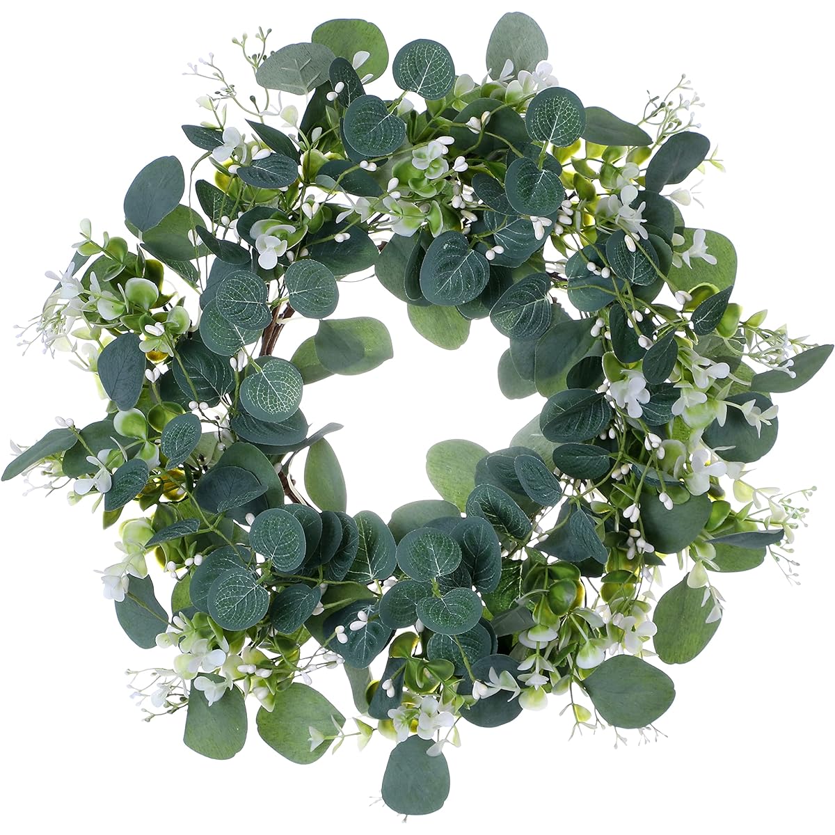 VioletEverGarden Green Eucalyptus Wreath 15 inch Greenery Wreath for Entrance/Spring/Summer Wreath for Home Decoration and Celebrations