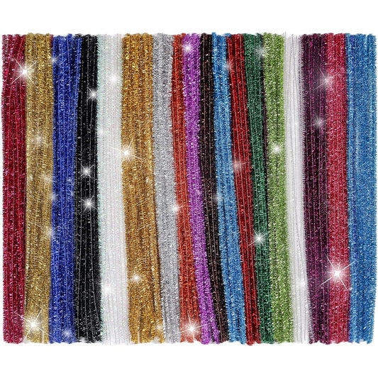 KASEMI Glitter Pipe Cleaners 900 Pieces & 18 Colors Assortment 12 Inch Chenille Stem DIY Art Creative Craft Decoration