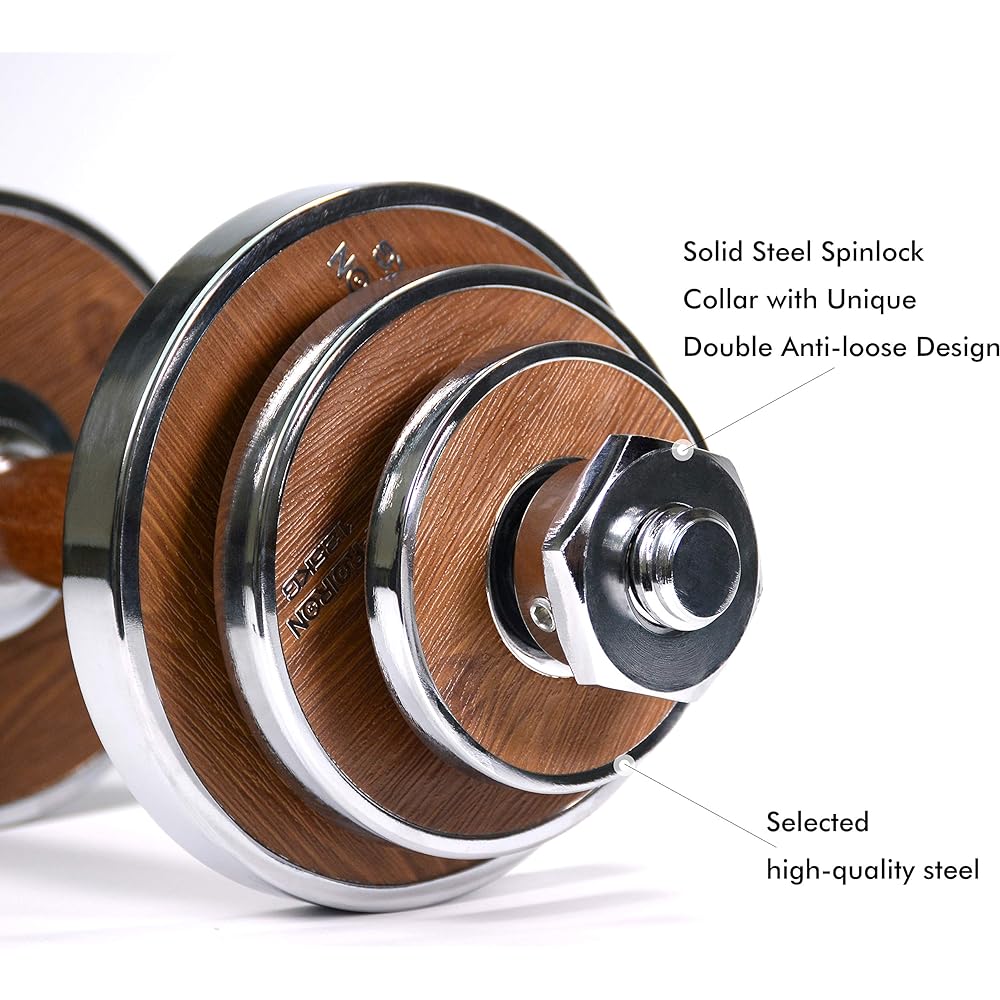 PROIRON Dumbbell 10kg Set of 2 Innovative Walnut Steel 20kg Variable Dumbbell Array Double Anti-Loose Lock Protection Strength Training Dumbbell Weight Fitness Home Gym