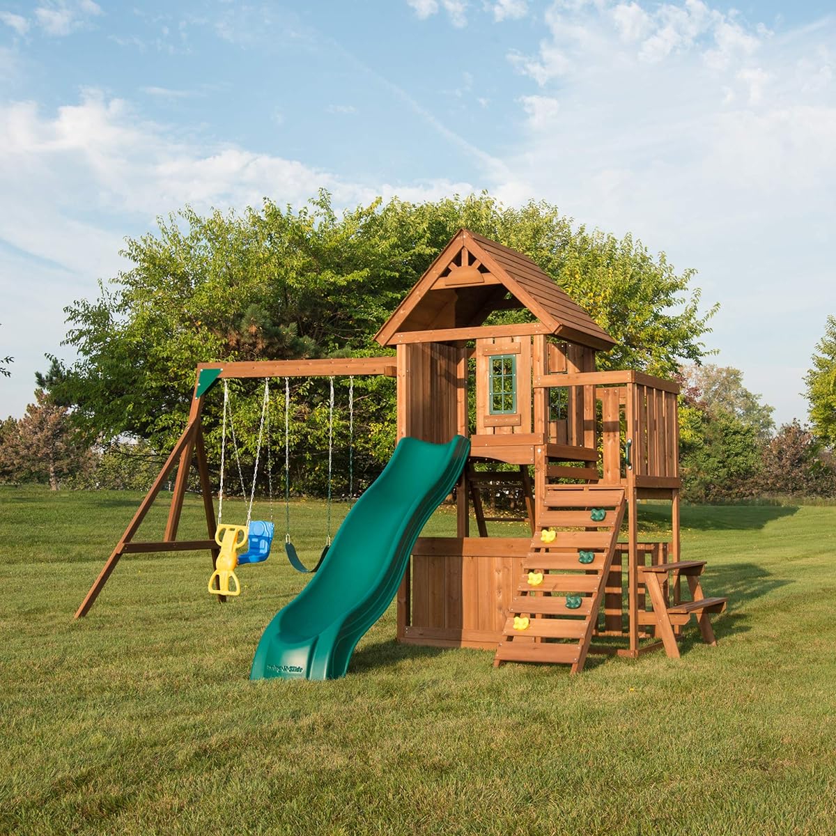 Swing-N-Slide WS 8348 Tioga Fort Swing Set Wood