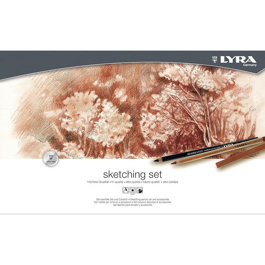 Lyra Rembrandt Sketching Set - 35 Assorted Pencils with Pastel Charcoal Sticks and Accessories - Assorted Pencils in a Convenient Case - Multipurpose Durable Pencils for Drawing and Blending