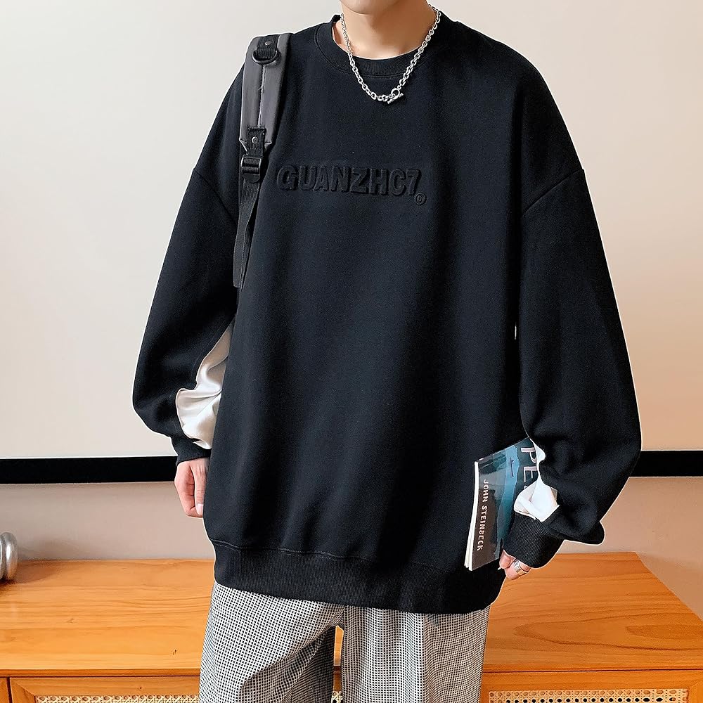[ATCGAUG] Sweatshirt Sports Shirt, Men's, Long Sleeve, Men's Round Neck T-Shirt, Big Size, Sports Shirt, Casual, Comfortable, Loose, Pullover, Spring, Autumn, Winter Clothes, Men's Sports Shirt