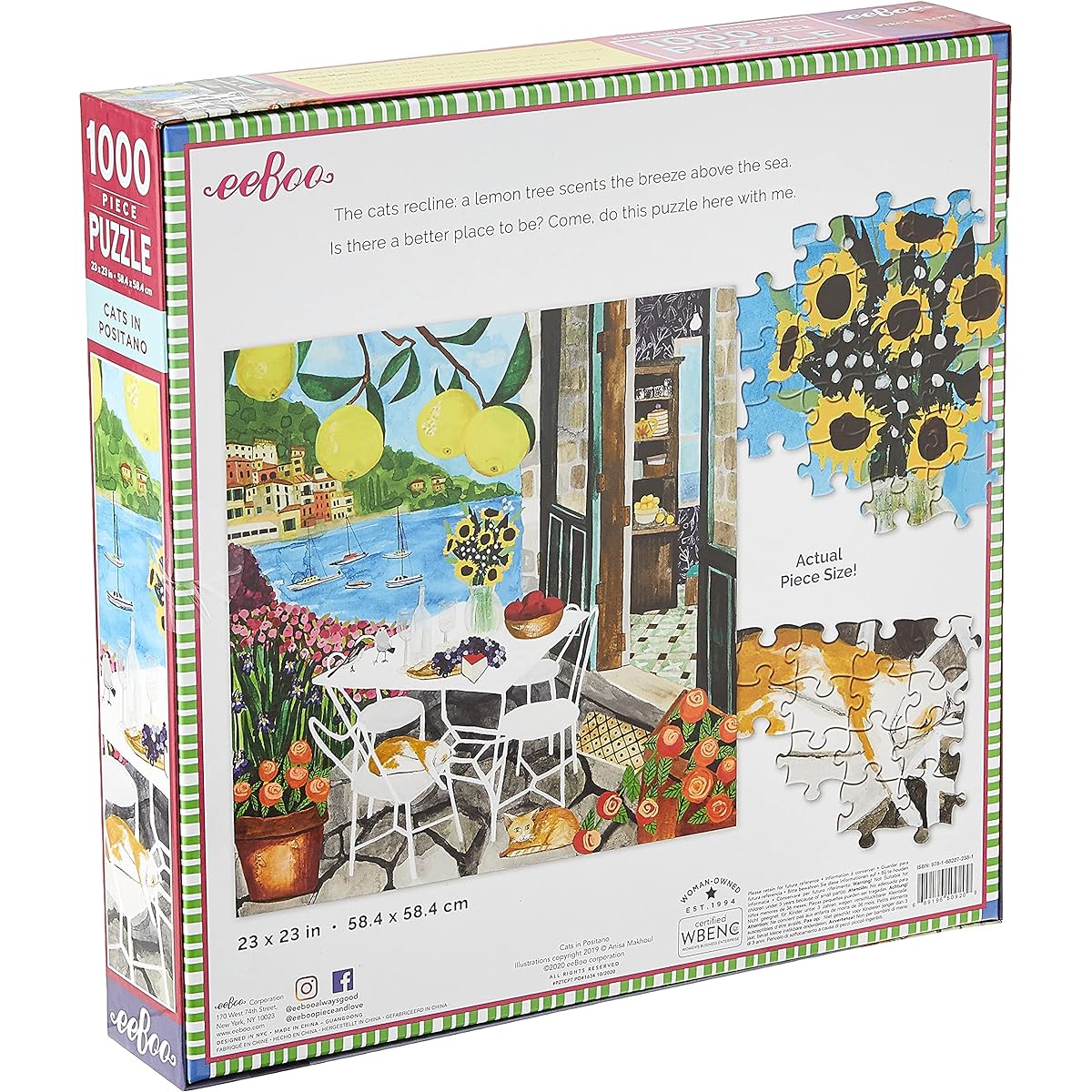 (New April) eeBoo 1000pc Puzzle Cats in Positano