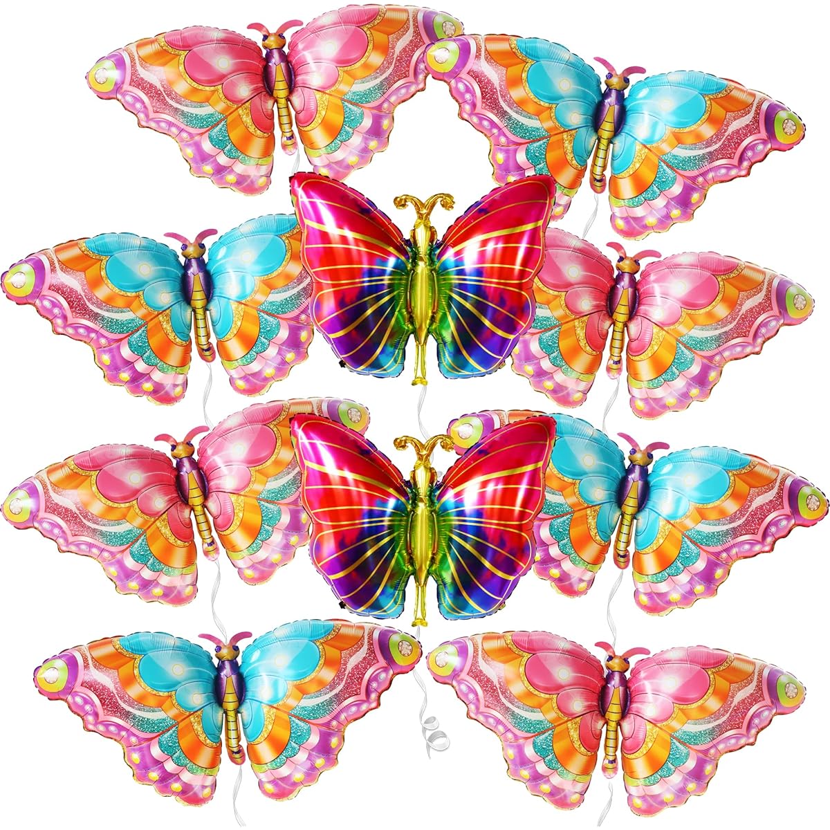 Multicolcor Butterfly Foil Balloons, Pack of 10