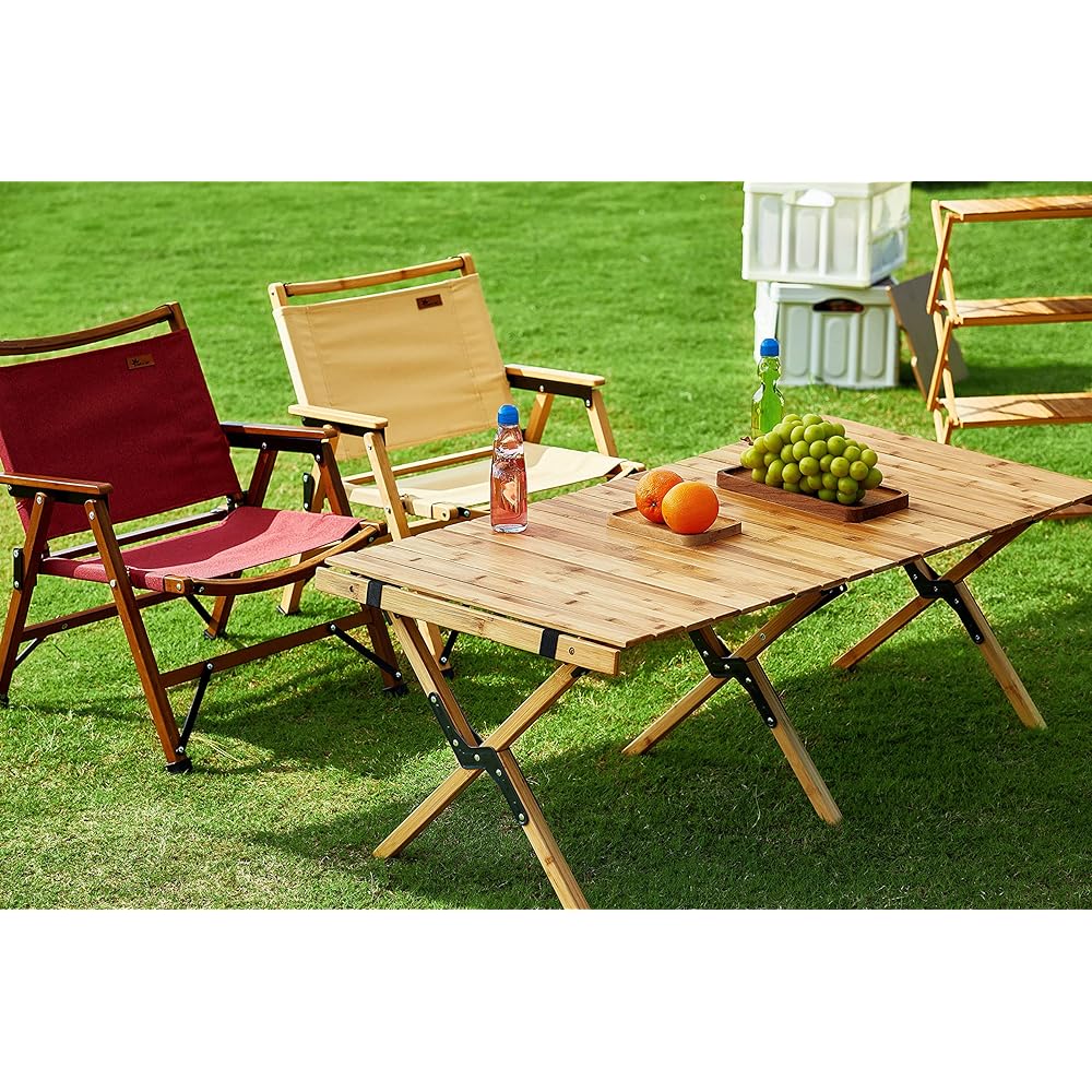 【limited! ] SOLO UP Outdoor Chair Bamboo Low Chair Camping Low Style Chair Bamboo Chair Folding Chair M-2384