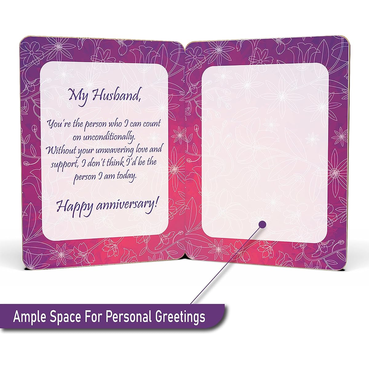 Wedding Anniversary Card for Husband - | Made of Real Bamboo | 6" x 4.5" - 1 Pack (Envelope Included) | Laser Cut Floral Theme Husband Anniversary Card from Wife or Significant One