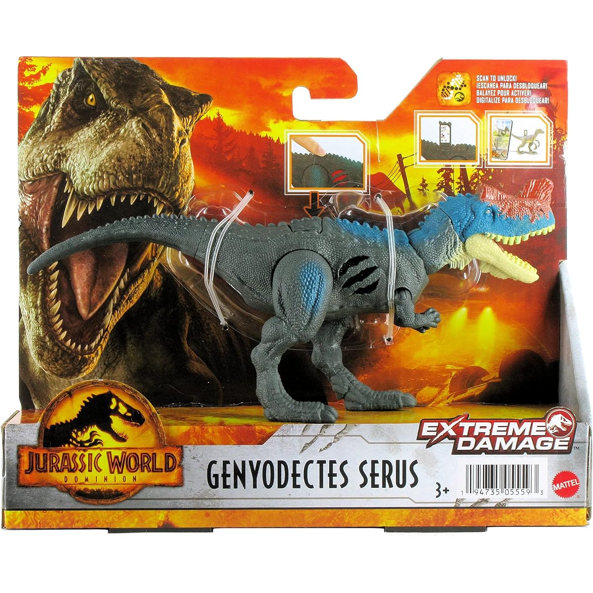Jurassic World Dominion Extreme Damage Geniodectes Serus Dinosaur Action Figure, GWN13