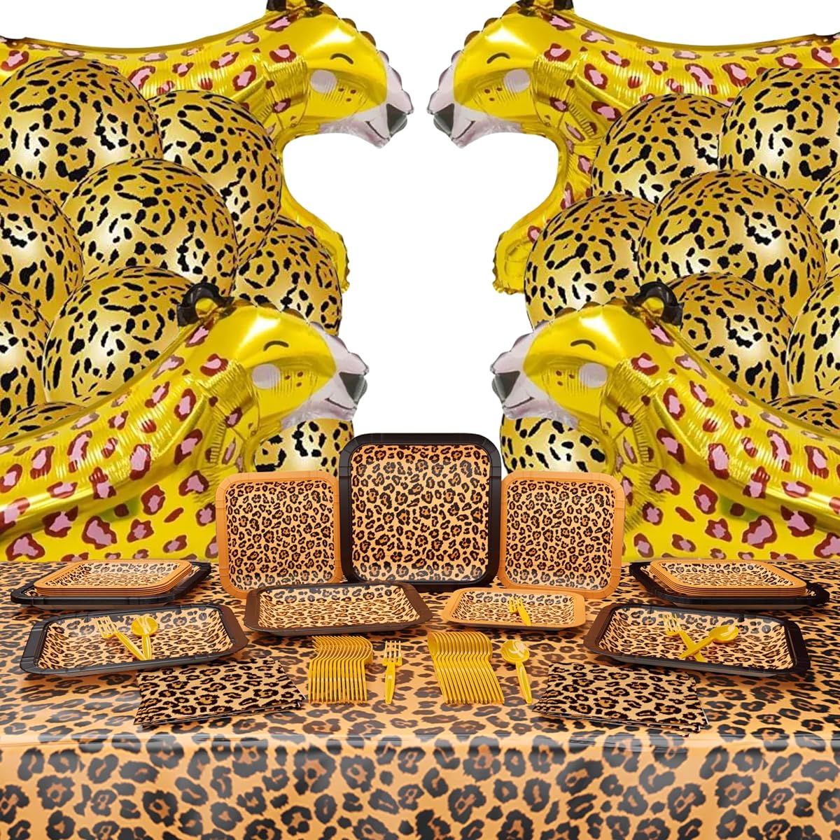 Leopard Print Deluxe Party Supplies Pack (Serves 16 Guests!) Leopard Party Decorations Cheetah Party Birthday Leopard Print Party Supplies Leopard Print Decorations Cheetah Print Blue Orchard