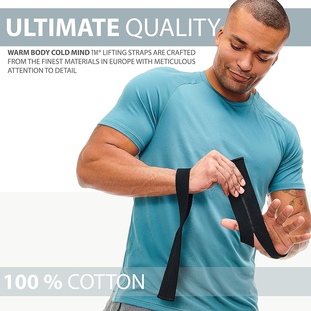 Warm Body Cold Mind Lifting Wrist Straps for Olympic Weightlifting, Powerlifting, and Functional Strength Training - Durable Cotton Wrist Wraps