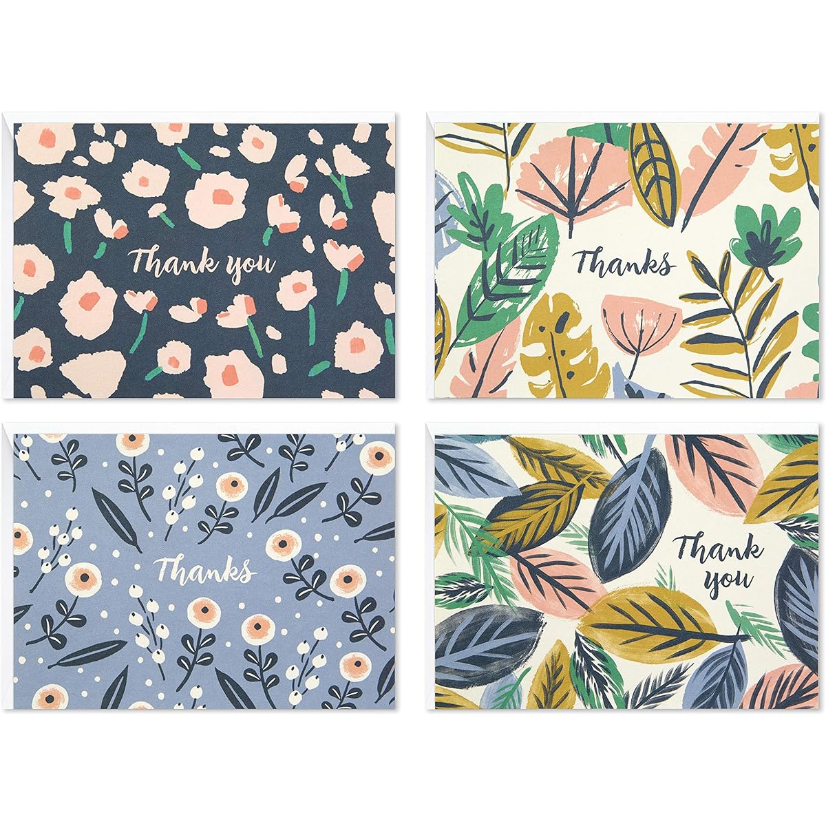 Hallmark Thank You Card Assortment Painted Floral (48 Cards and Envelopes for Baby Shower, Bridal Shower, Wedding, Any Occasion)