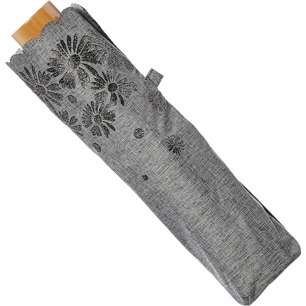 [Moonbat] Folding Umbrella um-feel (Anfeel) Glitter Pigment Floral Pattern Parasol Parasol Folding Umbrella Women's 11004-02 [Heat Shielding, Light Shielding, For Both Sunny and Rainy Days] Black Black Rib Length: Approx. 50cm