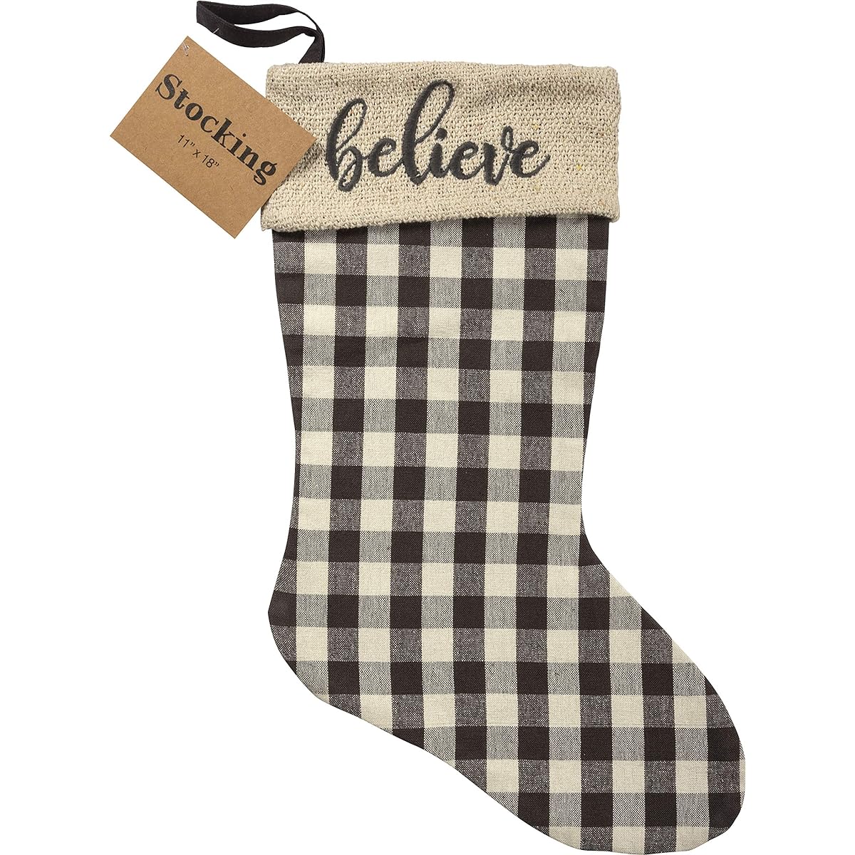 Primitives by Kathy 100% Cotton Christmas Stocking, 18" Believe