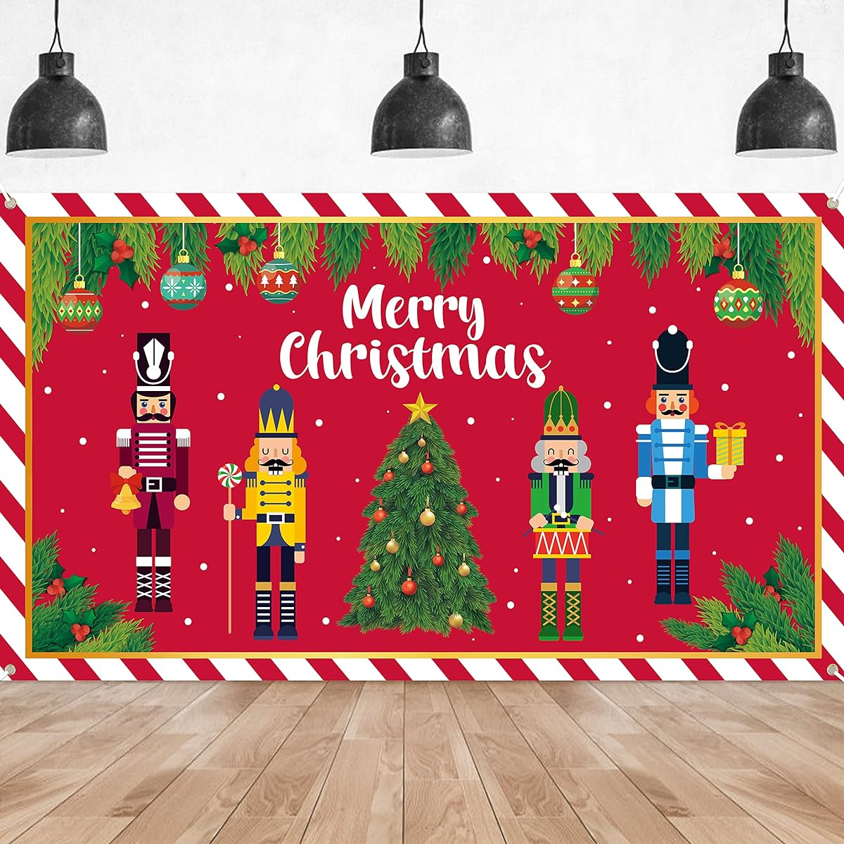 X1zuue Christmas Background Banner Extra Large Merry Christmas Soldier Model Photo Booth Backdrop Christmas Party Poster Decoration Supplies Winter New Year Eve Birthday Props Photo Shoot Souvenirs