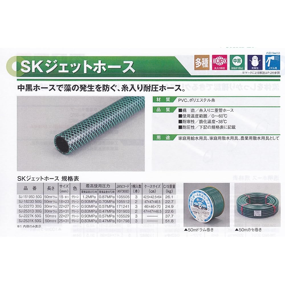 Sanyo Chemical SK jet hose 15mm SJ-15195D50G 50M drum winding