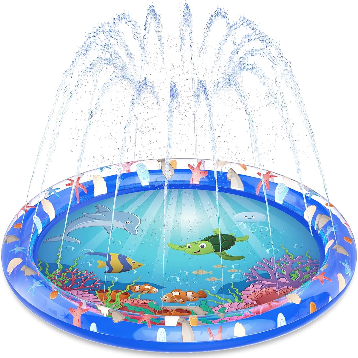 Chuchik Toddler Splash Pad - 68" Water Splash Mat for Summer Outdoor Water Sprinkler Kids Water Inflatable Play Mat for Wading Pool Learning Easy Installation Anti-Slip 0.25mm Thickness