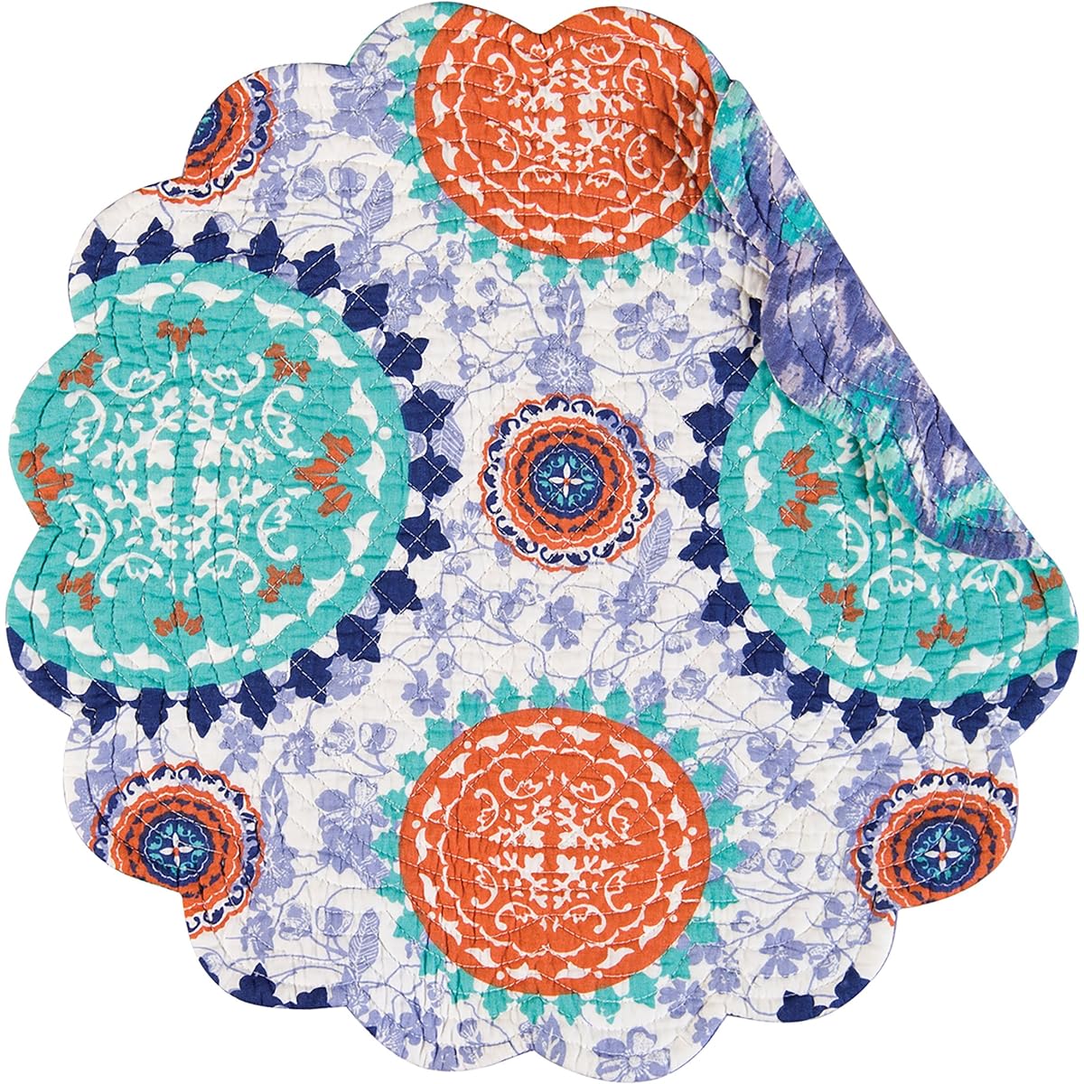 C&F Home Zarina Cotton Quilt Round Reversible Placemats Set of 6 Purple