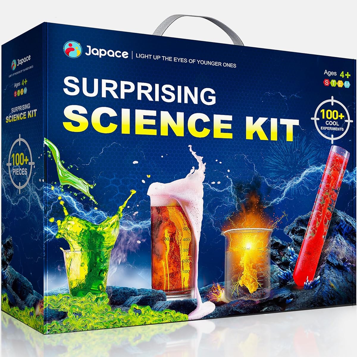 Japace 100+ Experiments Science Kit for Kids Age 4-12 Cool Boys Christmas Birthday Gift Ideas Chemistry Physics Set Toys for Boys Girls