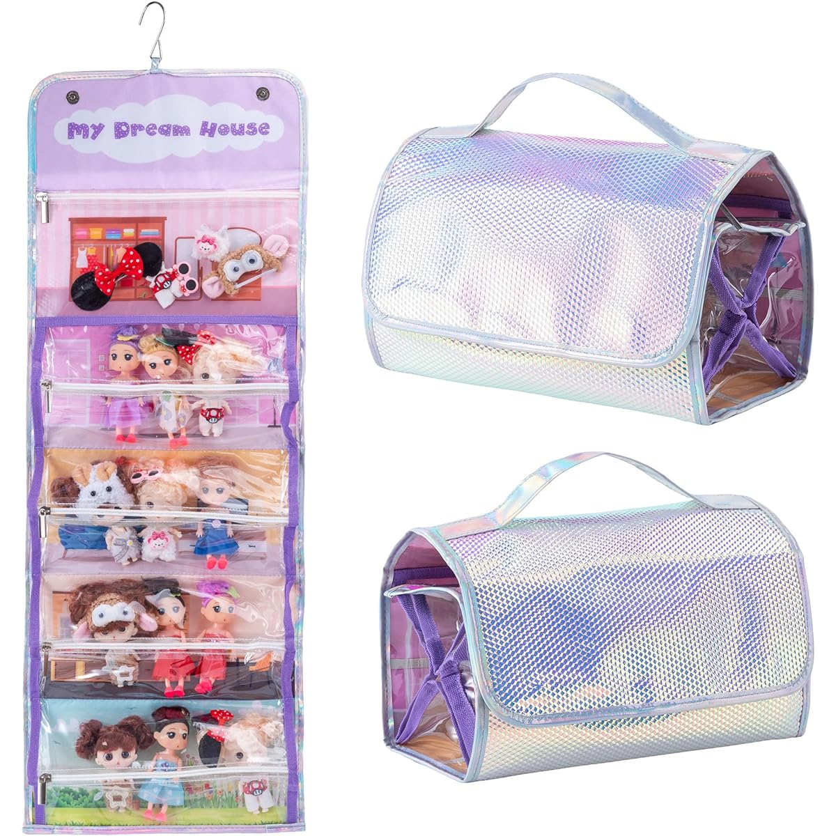 NAKOCO Toy Storage & Display Case, Travel Carry Storage Organizer 5 Clear View Cases