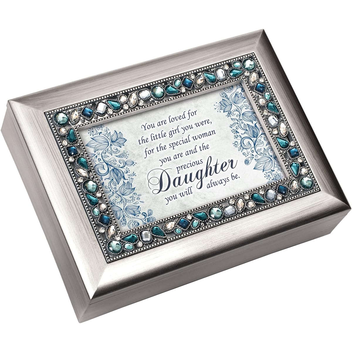 Special Woman Precious Daughter Jeweled Silver Colored Keepsake Music Box Plays You Light Up My Life
