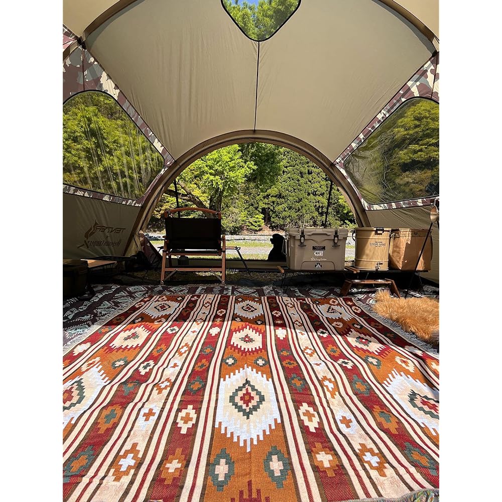 Peel Forest Tatami Camping, Tent Inner Sheet, Chaihane Blanket, Multi Cover, Sofa Cover, Mexican Rug Native Pattern Ortega Pattern Camping Rug, Outdoor 160X220cm...