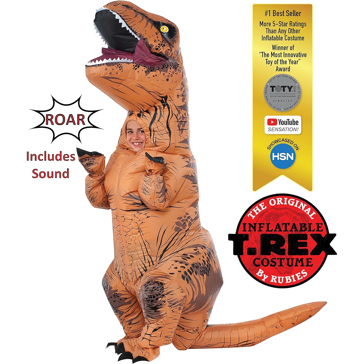 Rubie's Jurassic World Kids T-Rex Inflatable Costume (English Version) With Sound 640183