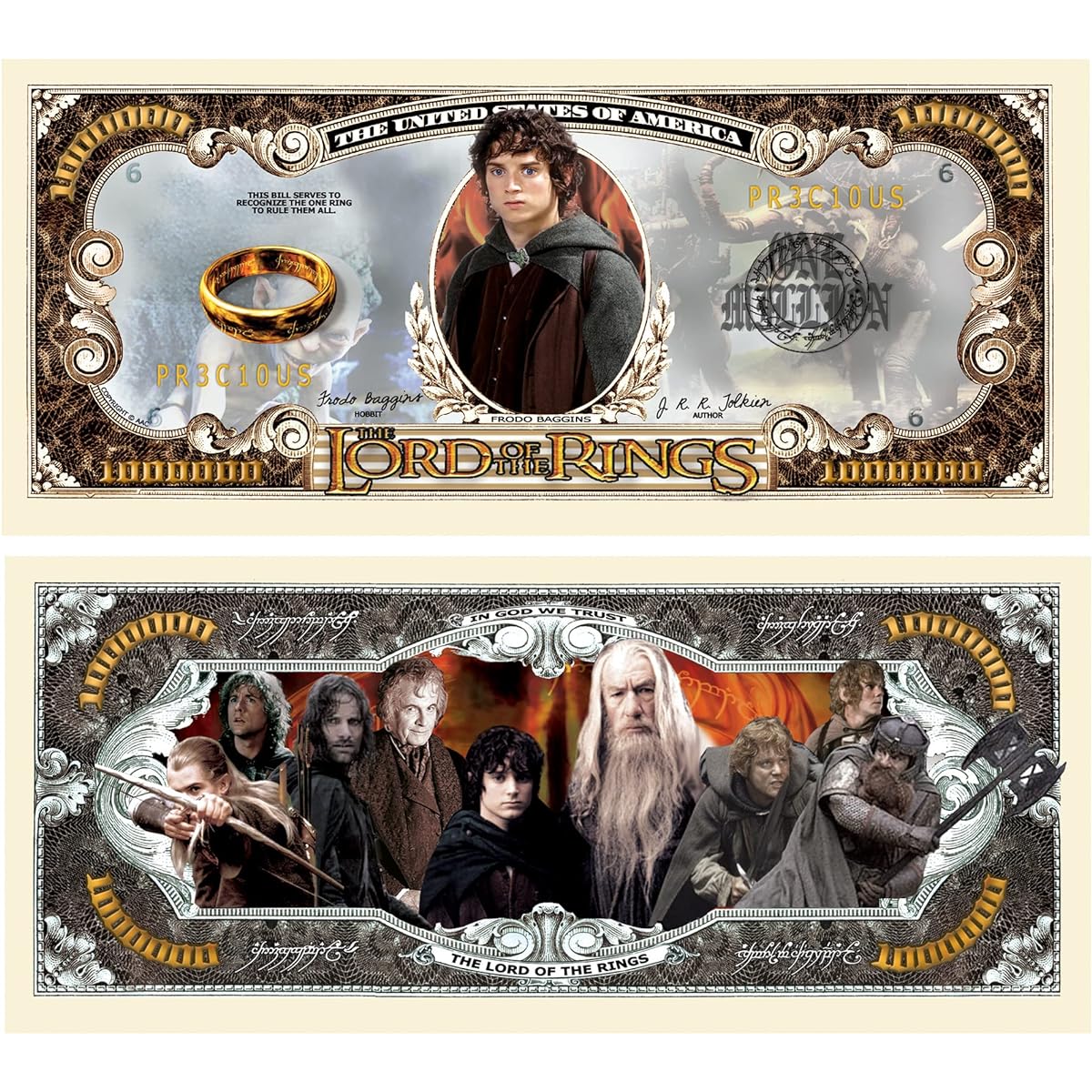 American Art Classics Lord of the Rings Million Dollar Bills - Pack of 5 - The perfect gift for fans of this classic film series