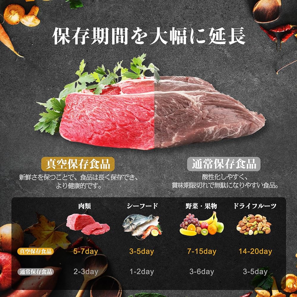 OPPAKOU Vacuum Sealing Machine, Food Sealer, Household Use, Automatic Vacuum Sealer, Deaeration Sealer, 60 Kpa, Liquid Compatible, Continuous Vacuum, Dried Products, Soups, External Deaeration, Manual