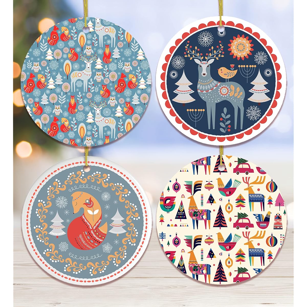 Scandinavian Folk Themed Christmas Ornaments (Nordic Folk Ornament Bundle)