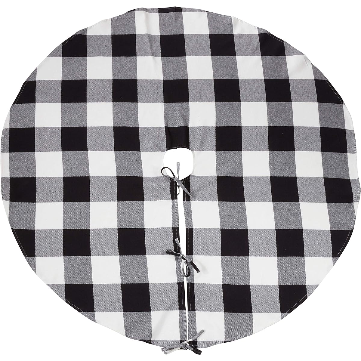 Saro Lifestyle Buffalo Plaid Design Cotton Christmas Tree Skirt, Black, 72"