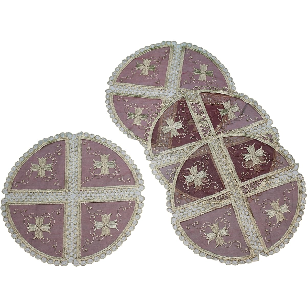 HomeCrate Blossom Embroidered Vintage Lace Design Table Runner, 18" Round, Burgundy