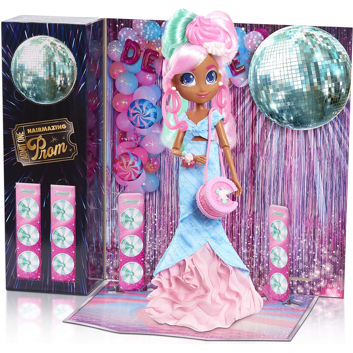 Hairdorables Hairmazing Prom Perfect Fashion Doll Dee Dee Pink and Green Hair Just Play