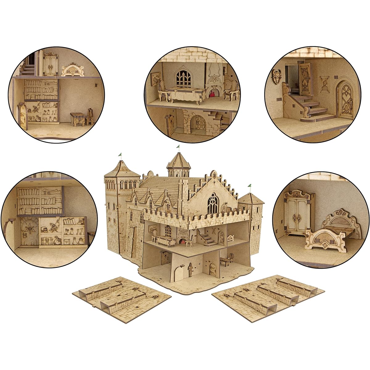 TowerRex King's Castle Palace D&D Terrain - DND Accessories Dungeons & Dragons Pathfinder Warhammer Tabletop Battle Map Grid War Terrain Scenery Kit 28mm 32mm for Miniature Buildings