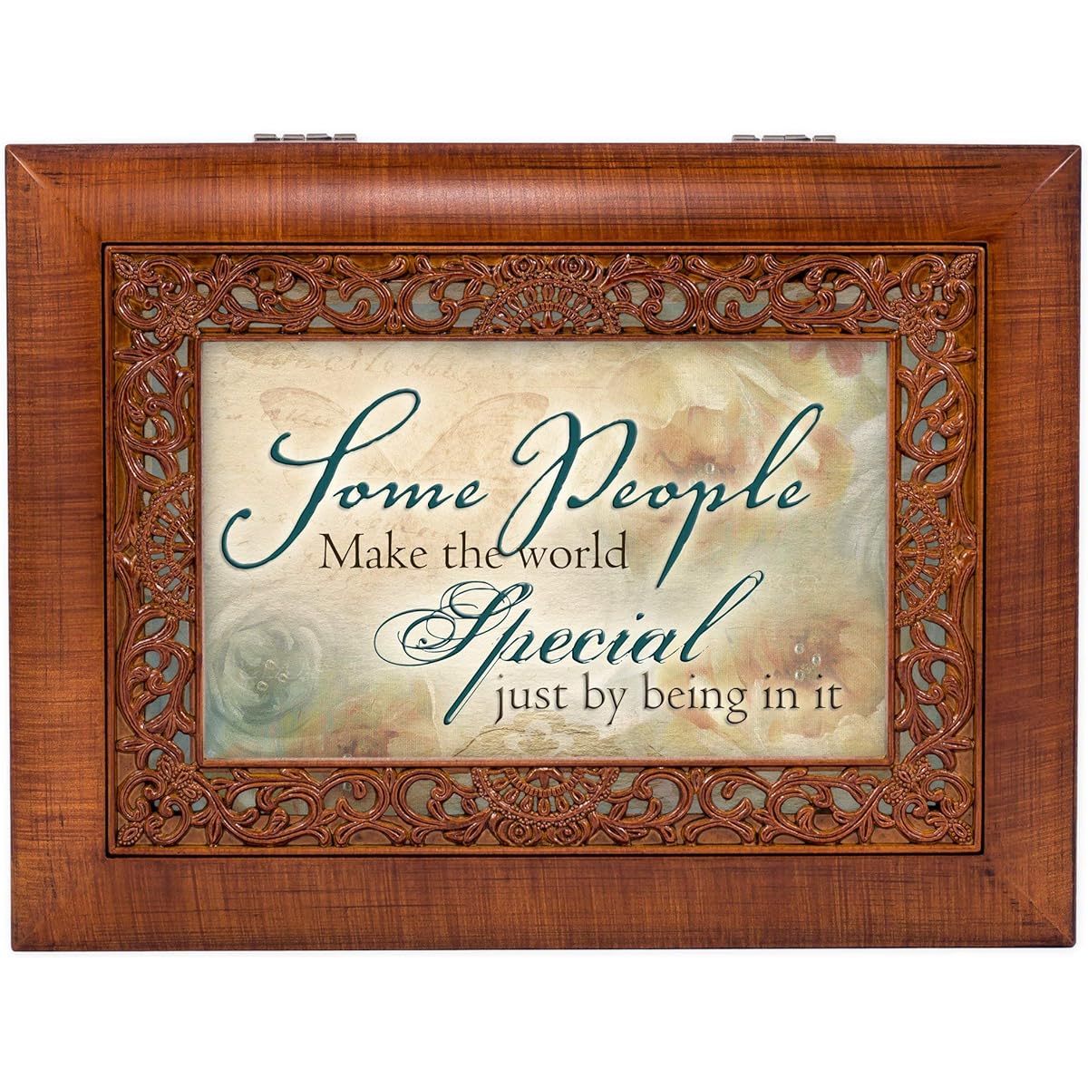 Some People Make the World Special Wood Finish Ornate Jewelry Music Box Plays Tune Ave Maria