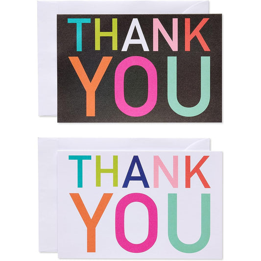 American Greetings Thank You Cards with Envelopes, Multicolor Lettering, 48 Count