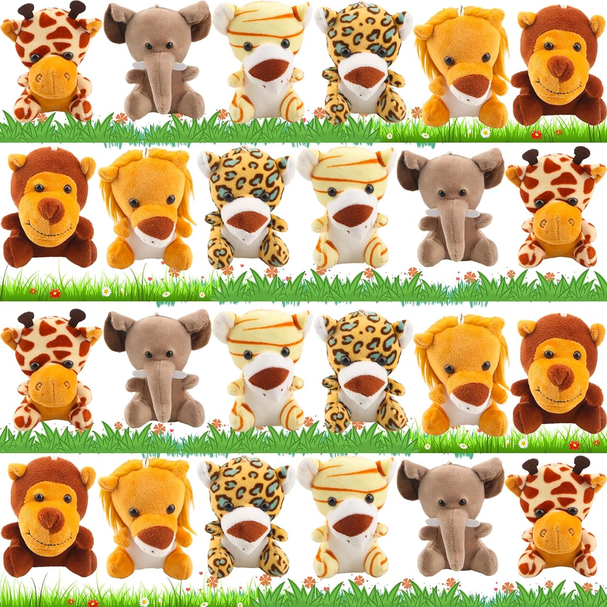 Haconba 24 Pieces Safari Plush Jungle Plush Animal Toy Set Safari Jungle Zoo Theme Party Baby Shower Birthday Children's Day Gift