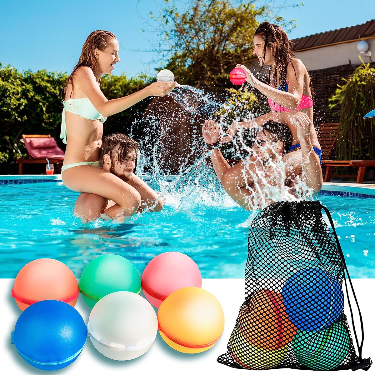 Reusable Water Balloons Water Balloons Set of 6 Assorted Colors