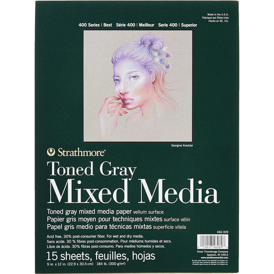 (Grey) - Strathmore Toned Mixed Media Pad 9x12 Grey