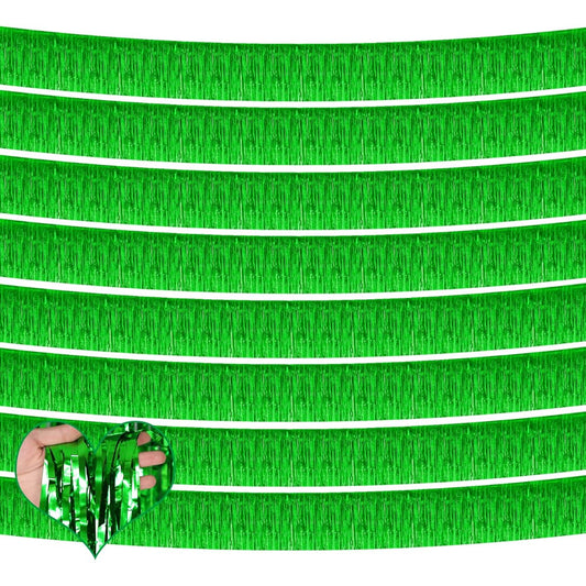 10ft Foil Fringe Garland Metallic Tassel Banner Wall Hanging Tinsel Streamers Backdrop for Parade Floats Green