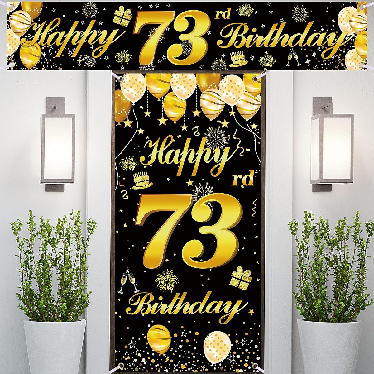 73rd Happy Birthday Door Banner Birthday Decorations for Men Birthday Party Decorations Birthday Backdrop