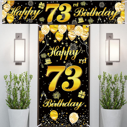 73rd Happy Birthday Door Banner Birthday Decorations for Men Birthday Party Decorations Birthday Backdrop