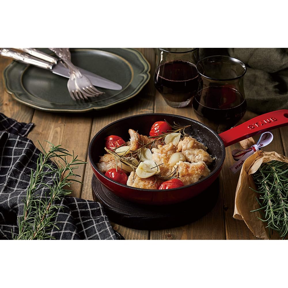staub "Skillet Cherry 16cm" Frying Pan Enamel Cast Iron Compatible with IH [Authorized Japanese Product] Skillet 40501-146